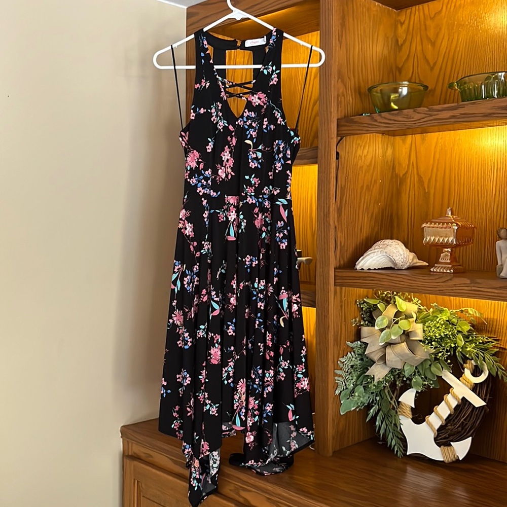 Black Dress With Colorful Flowers